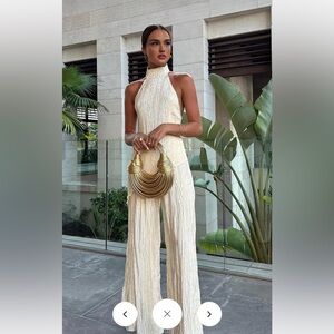 Asymmetric Halter Crop Top With Wide Leg Pants Set New with tags NWT